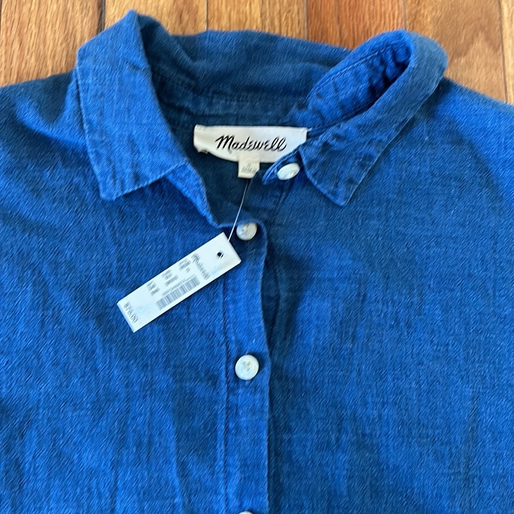 Madewell blue button up top size small - Picture 2 of 5